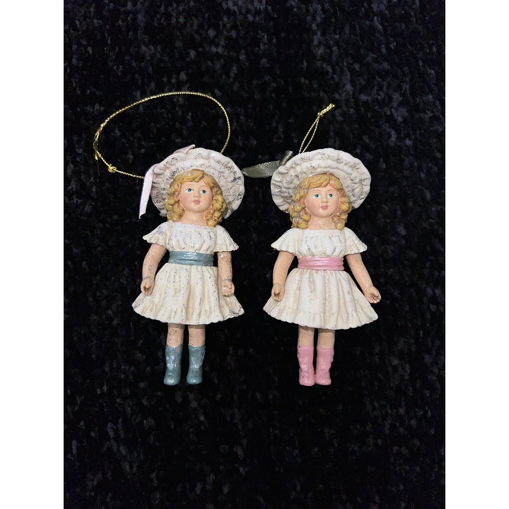 Vintage ceramic miniature doll Christmas tree ornaments